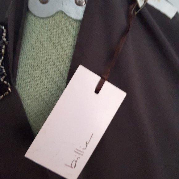 NWT Jenny Han dark grey/black 100% silk sleeveless cocktail dress with sequins - Picture 15 of 15